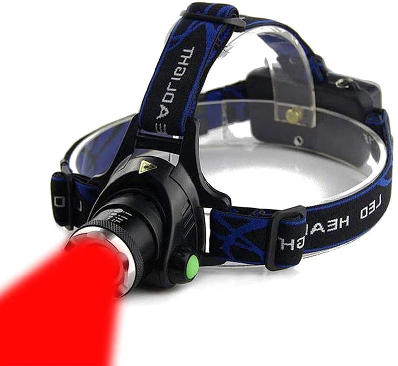 lampe frontale led noire bleue tissu texturé transparent moderne bouton contrôle ceinture ajustable