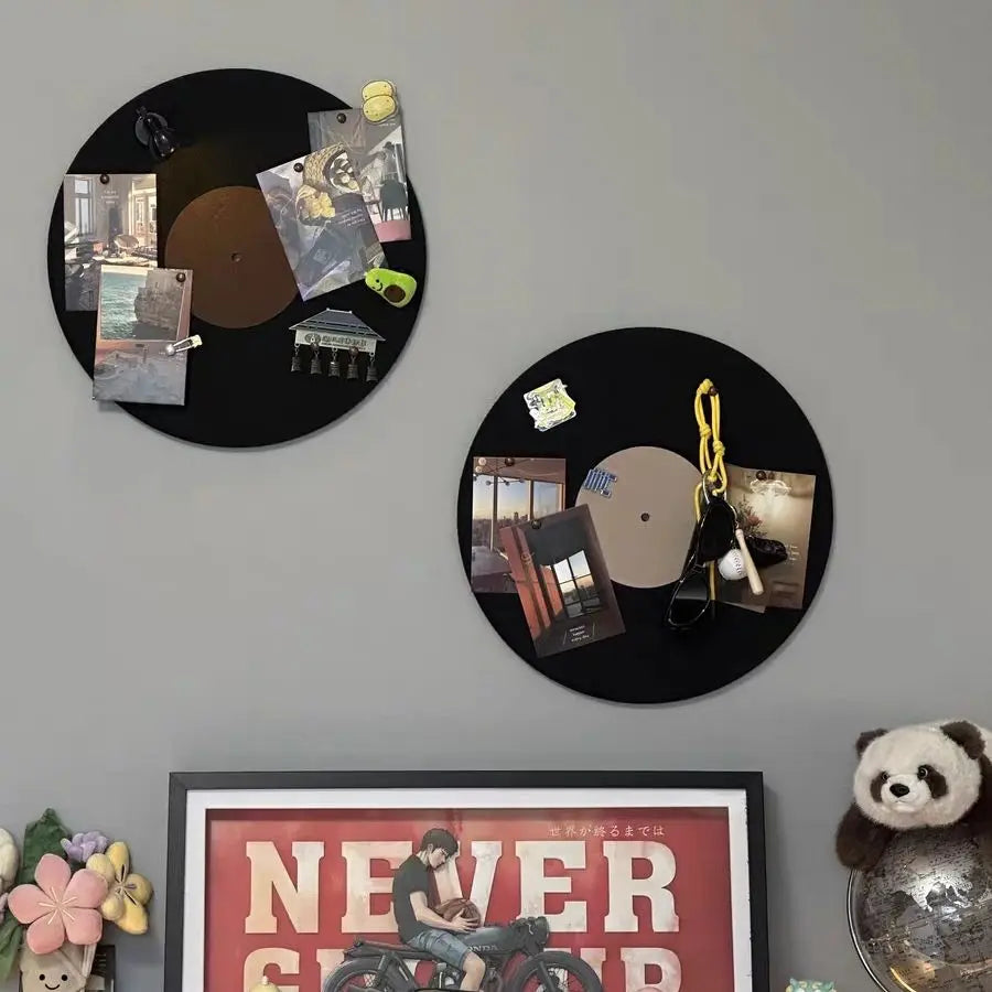 disques vinyle noir feutre moderne décoratif adhésif porte clés ours cartes postales texture mat