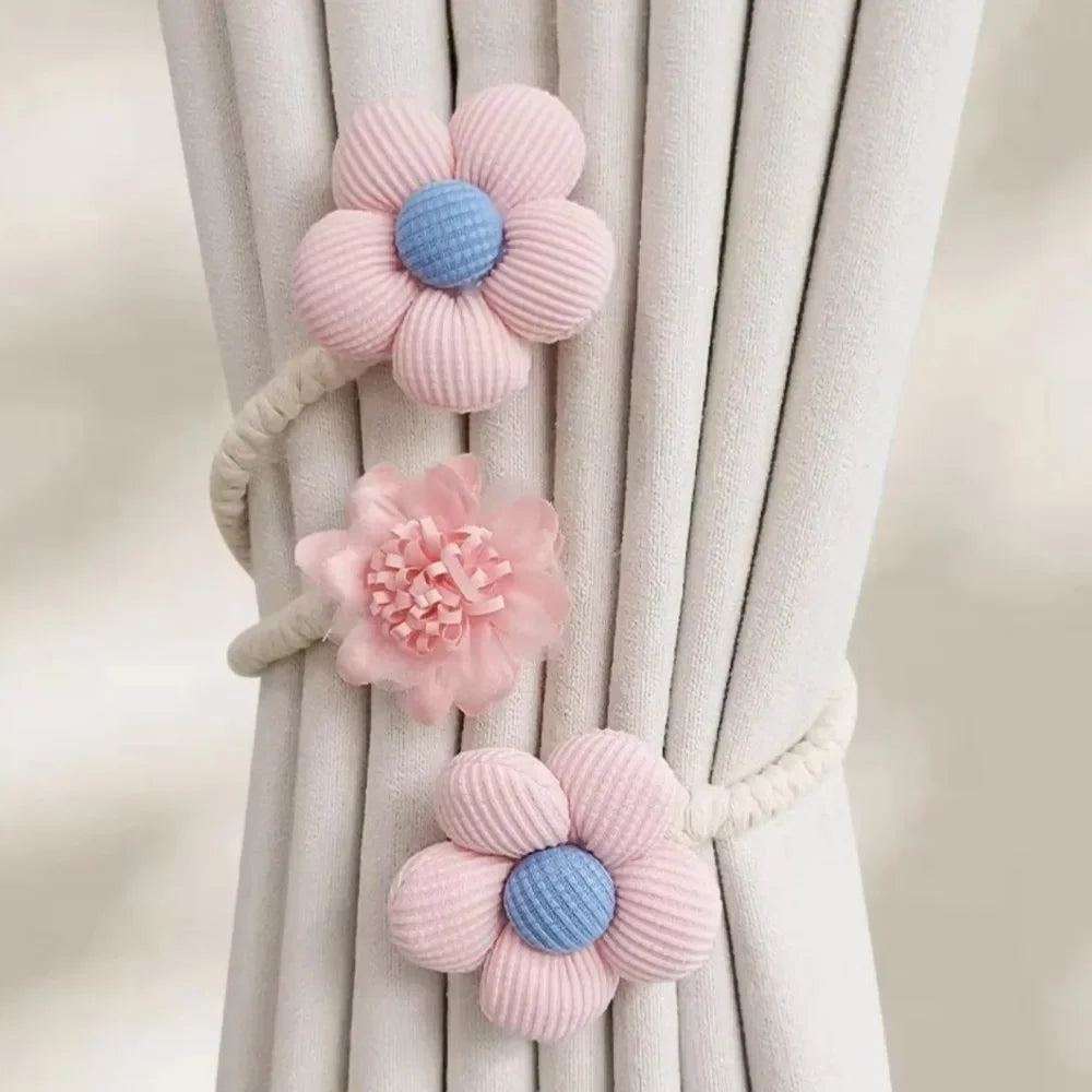 rideau fleuri accessoire fenêtre ours coton moderne beige blanc opacité