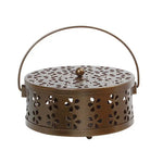 boîte bobines moustiques boîte aromathérapie bleu clair rose pâle moderne perforations floraux poignée métallique