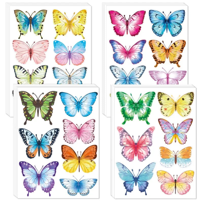 sticker mural papillons multicolores artiste adhésif décoration chambre enfants pvc 22x30cm