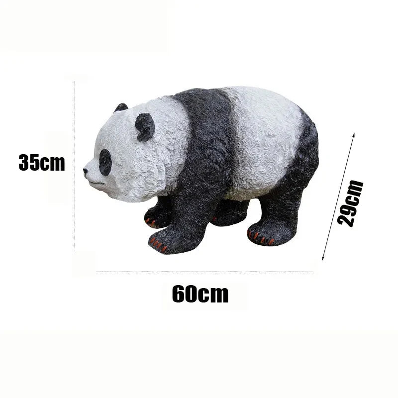 statues panda peluche lumineuses extérieures étanches noir blanc feuilles bambou moderne