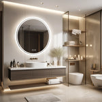 miroir rond lumineux moderne anti buée éclairé led blanc réglable tactil salle bain