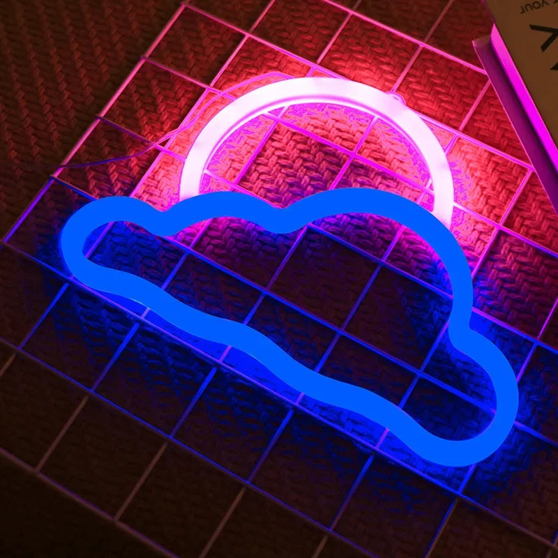 néon lumineux étoile nuage chauve souris foudre planète moderne minimaliste câble adaptateur