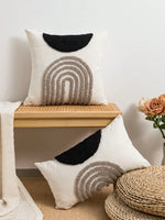 housse coussin polyester géométrique arc ciel moderne blanc 45x45cm 30x50cm