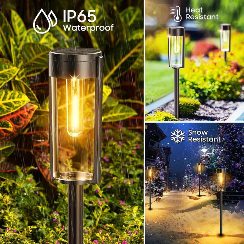 Lampes solaires waterproof modernes noires transparentes interrupteur panneau solaire 6PACK