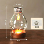 lampe poser moderne transparent base bois brun doré ridées minimalistes