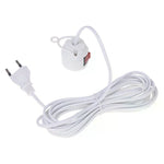 interrupteur blanc moderne câble 4m prise électrique sans fixation rond lisse