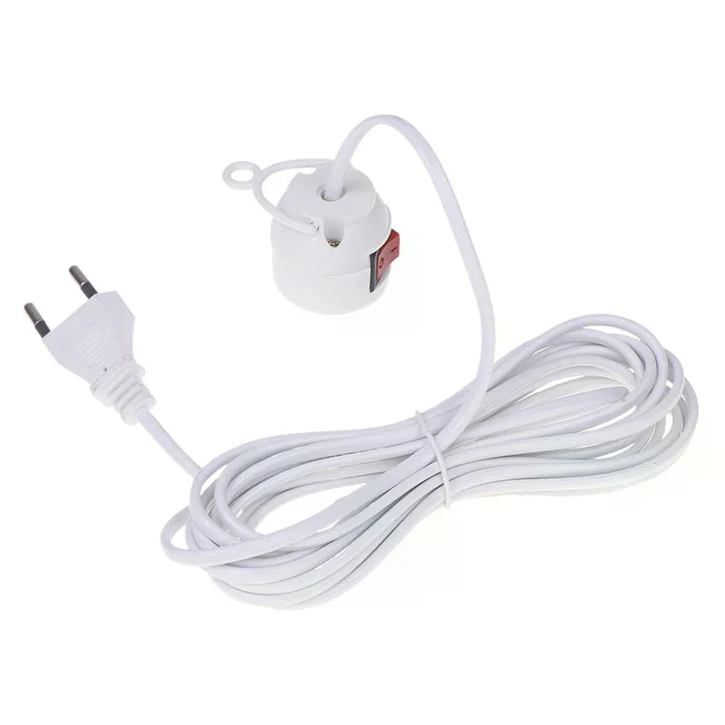 interrupteur blanc moderne câble 4m prise électrique sans fixation rond lisse