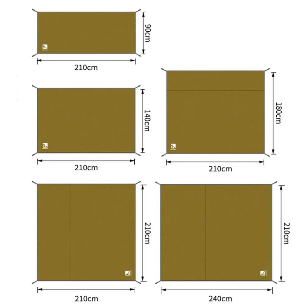 tapis sol imperméable tente vert olive uni pratique outdoor clips fixation 140x210cm 180x210cm 210x240cm