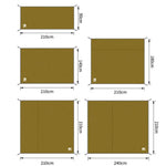 tapis sol imperméable tente vert olive uni pratique outdoor clips fixation 140x210cm 180x210cm 210x240cm