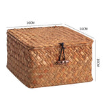 paniers rangement tressés rotin marron clair rustique couvercle utilisation multiple decorationintérieur bohème pastoral
