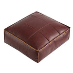 pouf carré cuir marron clair marron foncé vert olive moderne vintage