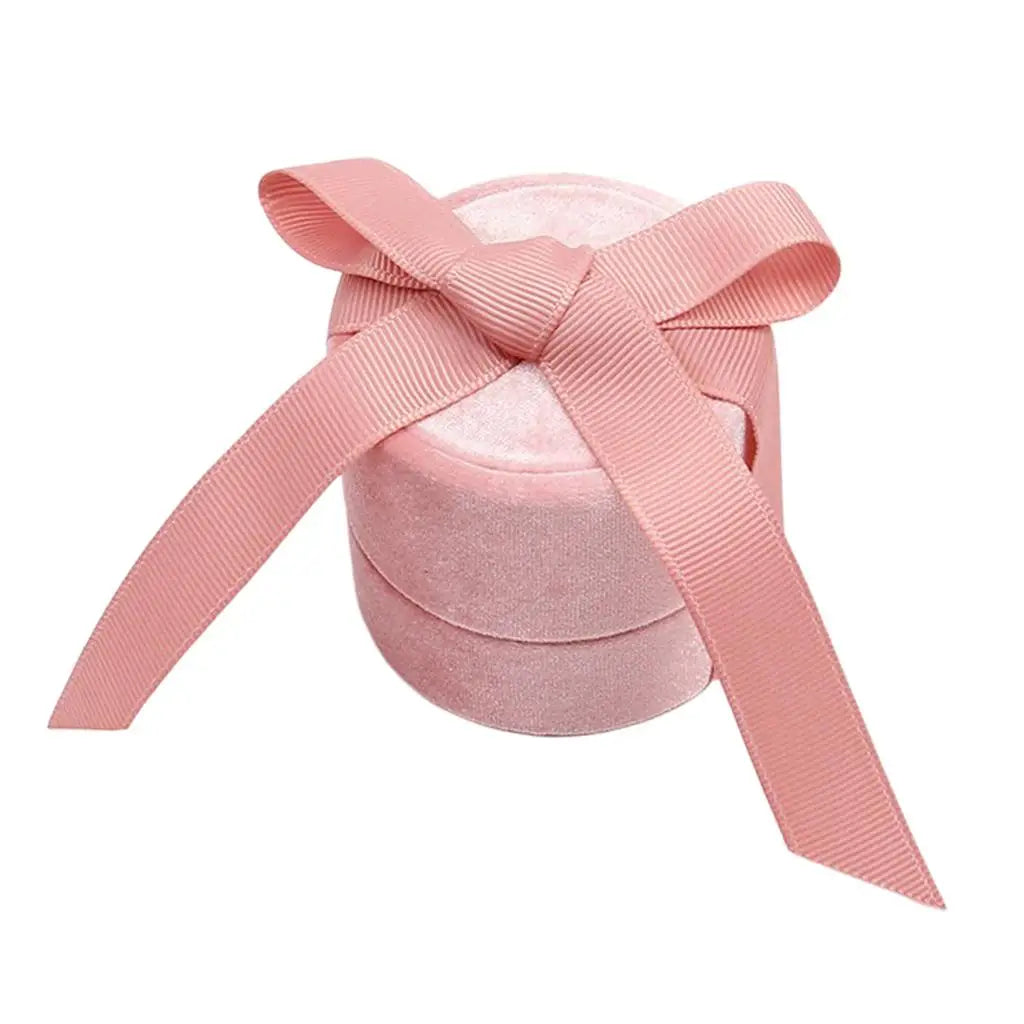 boîte bijoux velours rose clair classique rangement anneaux colliers portable