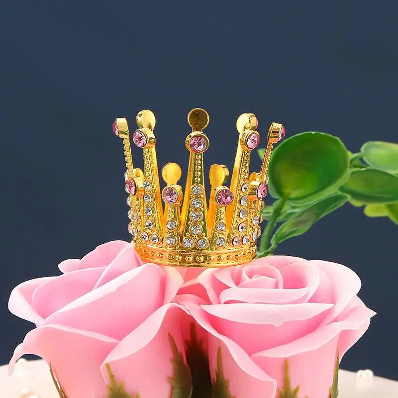 décoration gâteau couronne or argent cristaux topper anniversaire mariage fête élégant baroque