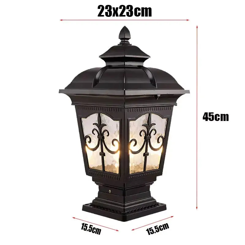 lanterne extérieure ip65 bronze noir ornements floraux moderne transparente éclairage public flux lumineux led