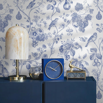 papier peint oiseaux vintage fleurs fruits cuisine chambre salon isolation thermique résistant humidité