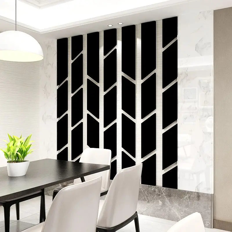 panneau decoratif acrylique geometrique moderne blanc noir decoration mur salon chambre