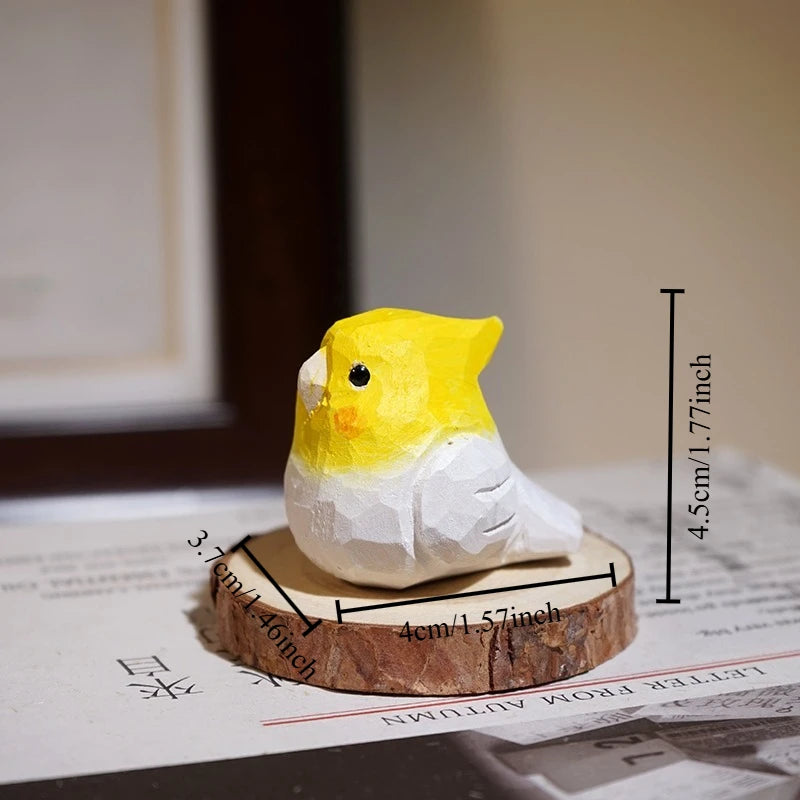 figurine bois oiseau perroquet decor minimaliste geometrique chambre decoration noel artisanal