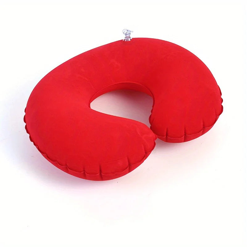 coussin voyage bleu rouge gris texturé ergonomique fixations portable polyeste pvc
