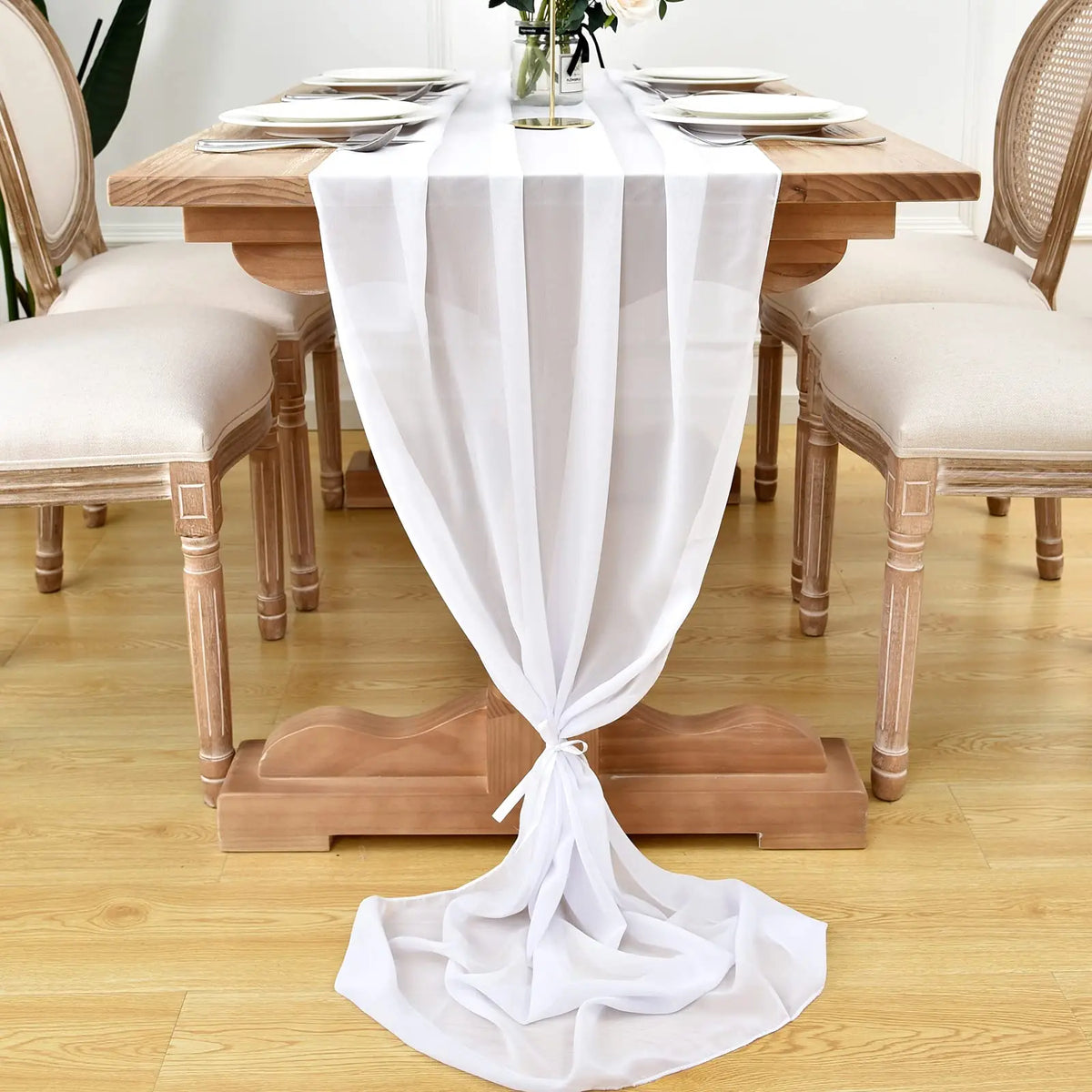 chemin table vert clair moderne uni opaque 30x300cm ruban blanc decoration anniversaire mariage noel