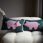 housse coussin brodée porc chien animaux motifs doux lit polyester coton respectueux environnement christmas
