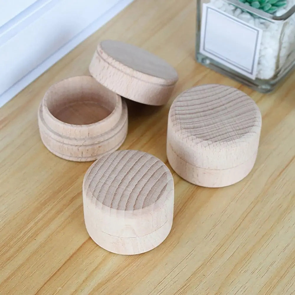 boîte ronde rangement bois naturelle minimaliste grain bois beige clair empilable petite bijoux