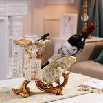 support verres bouteille vin or blanc motifs floraux baroque strass moderne