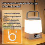 lampe veilleuse horloge rechargeable moderne chambre enfant blanc beige lumière douce télécommande