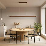 lampe suspendue bois naturel moderne lustre led long salle manger cuisine salon minimaliste