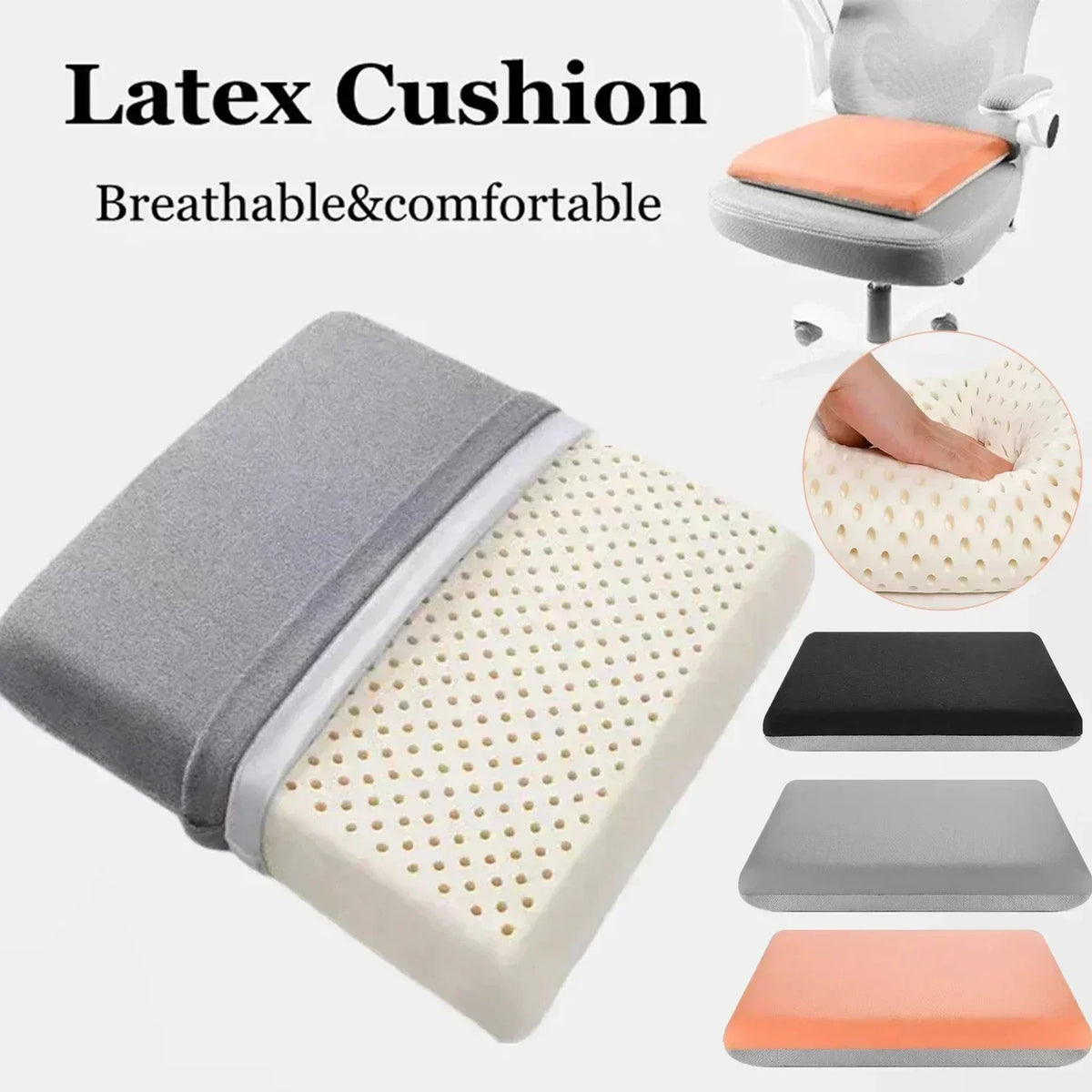coussin latex perforé confortable beige gris orange 40x40cm 45x45cm