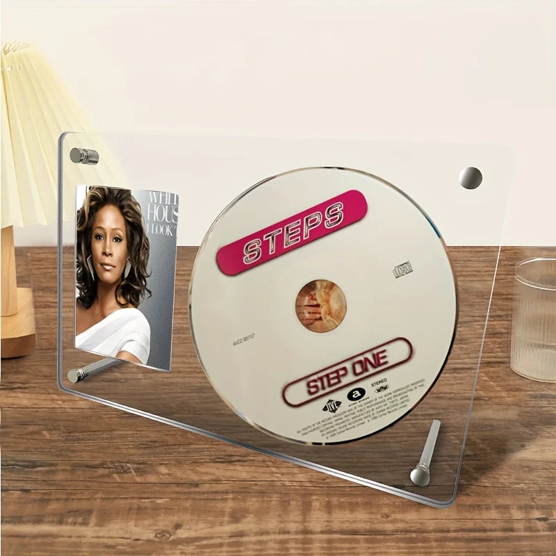 support disque photo transparent clips métalliques moderne minimaliste collection album cadre photo