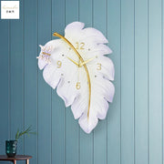 décoration murale moderne horloge feuilles papillons blanc doré vert floral