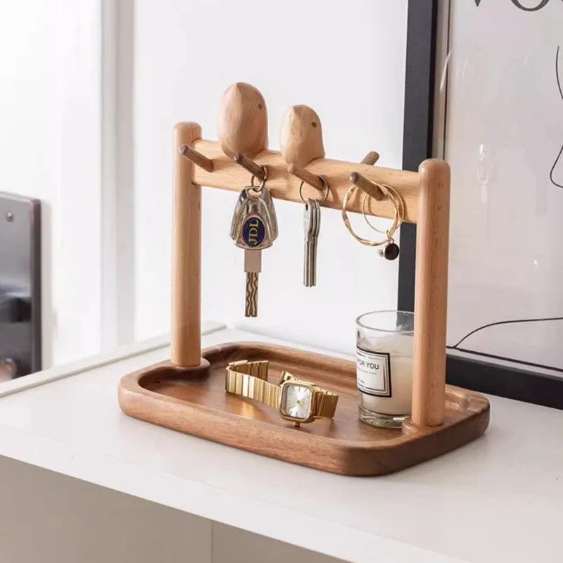 porte bijoux support porte clés bois naturel grain moderne bijoux organisation