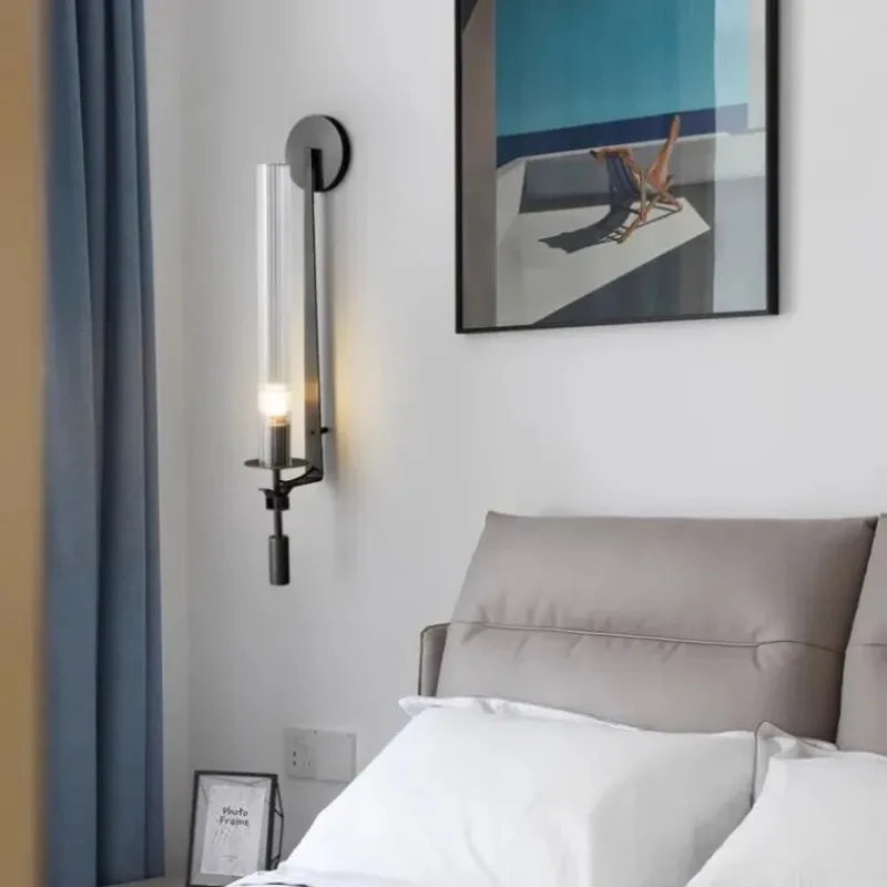lampes murales modernes or noir abat jour verre rayures ampoule filament apparent chambre cuisine