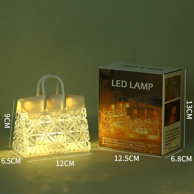 lampe led moderne abat jour sac main transparent motif géométrique poignées détachables chambre salon