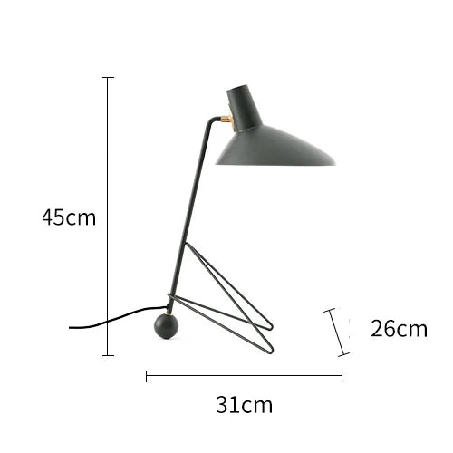 lampadaire led vintage noir pied trépied angle salon chambre coucher abatjour conique mid century