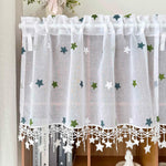 rideau transparent brodé étoiles classique blanc romantique maison