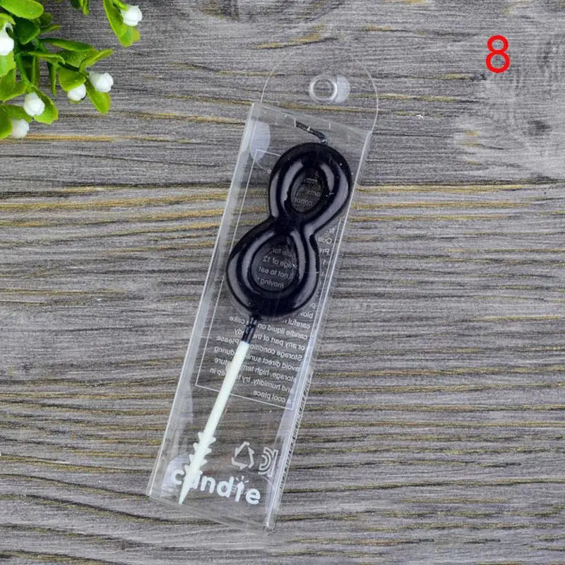 bougies numériques anniversaire noires décoration gâteau moderne adhésif