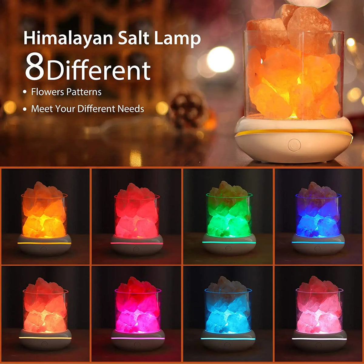 lampe sel himalaya rose moderne veilleuse usb minimaliste atmosphère naturelle granulaire