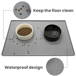 tapis nourriture animal imprimé pattes gris moderne opacité 80x60cm 60x46cm 40x30cm 29.5x18cm