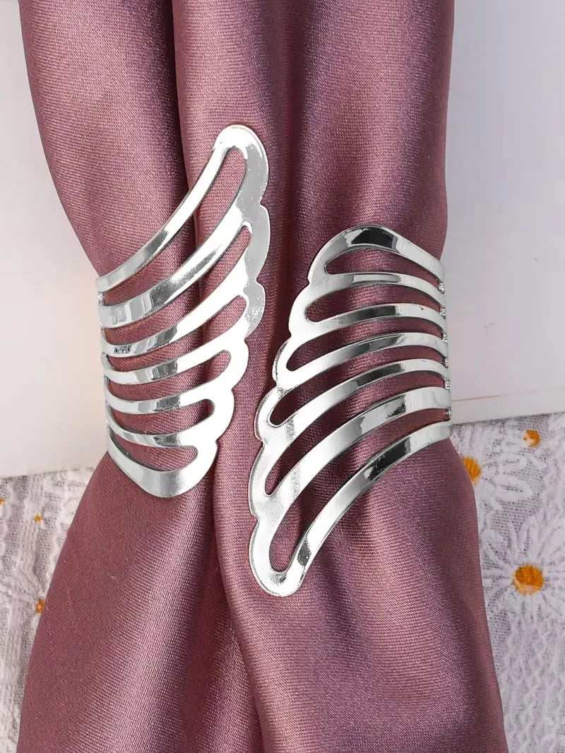 anneaux serviette or oiseau argent plumes moderne élégant adhésif