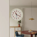 horloge murale moderne double face circulaire quartz résine aiguille rouge blanc minimaliste