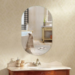 miroir ovale moderne sans cadre 40x60cm portable salle bain blanc argenté