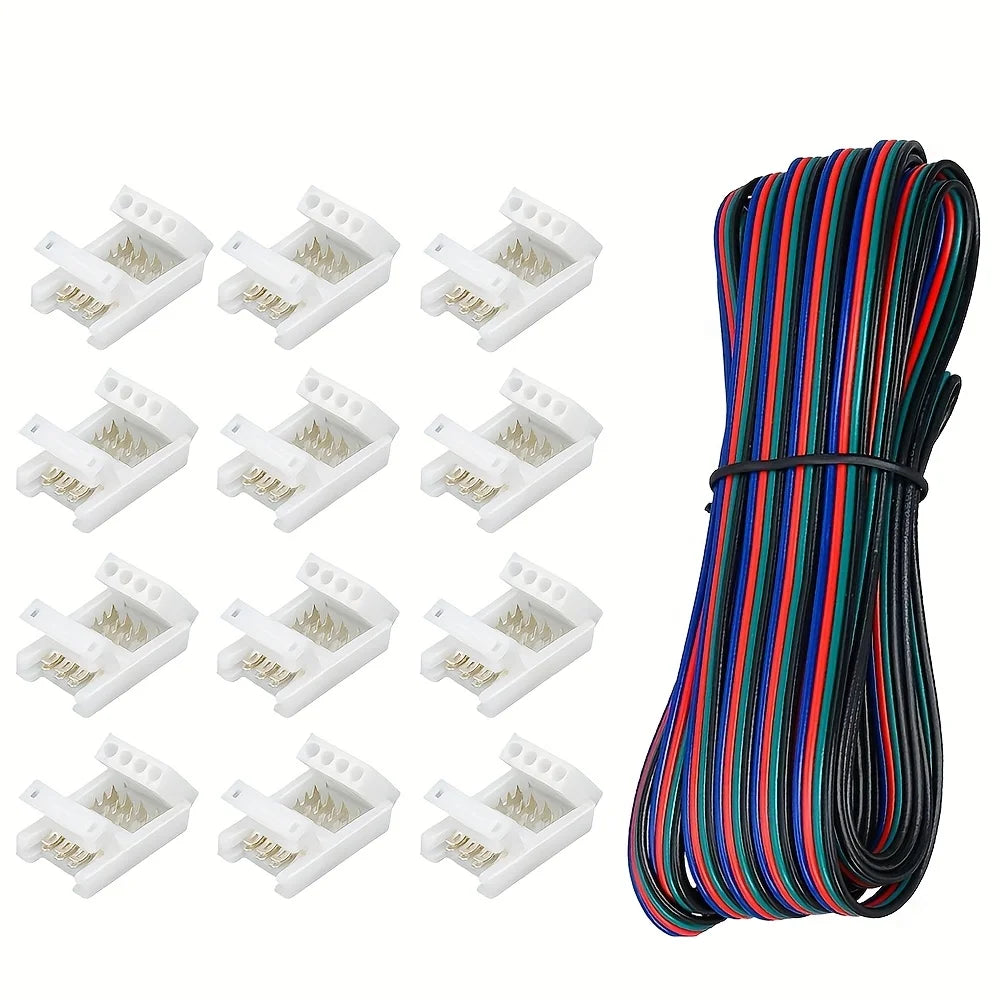 connecteurs led blancs ruban led rgb adhésifs facile moderne câbles extension 5v 12v certifiés