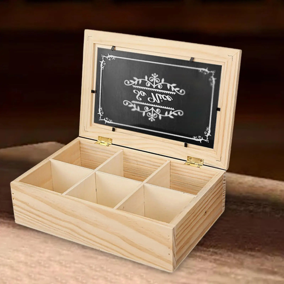 organisateur compartiments bois rustique décoration maison six coffrets almacenamiento transparente