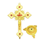 croix murale artisanale or rouge bleu décorative religieuse maison chambre prière fleurs solaires