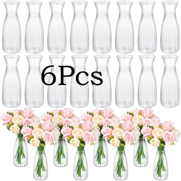 vases transparents striés fleurs artificielles bouquet décoration table moderne maison mariage