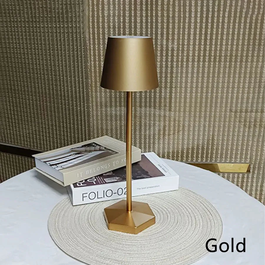 lampe table led rechargeable sans fil veilleuse tactile moderne noir bleu clair doré marron