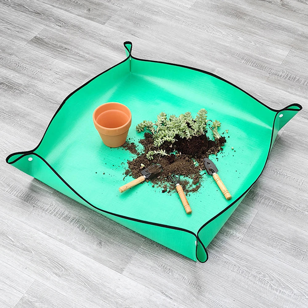 tapis jardinage imperméable vert clair tapis repiquage pliant outils pot fleurs texture moderne